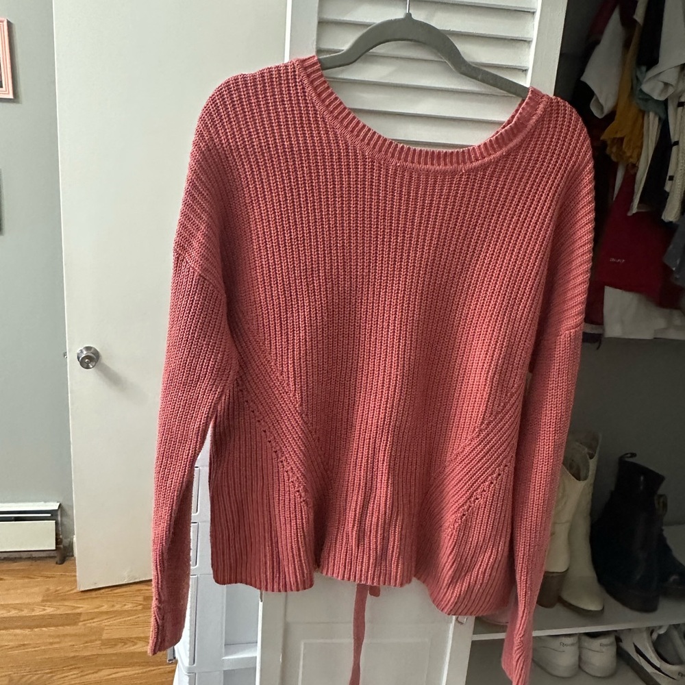Pink tie back sweater